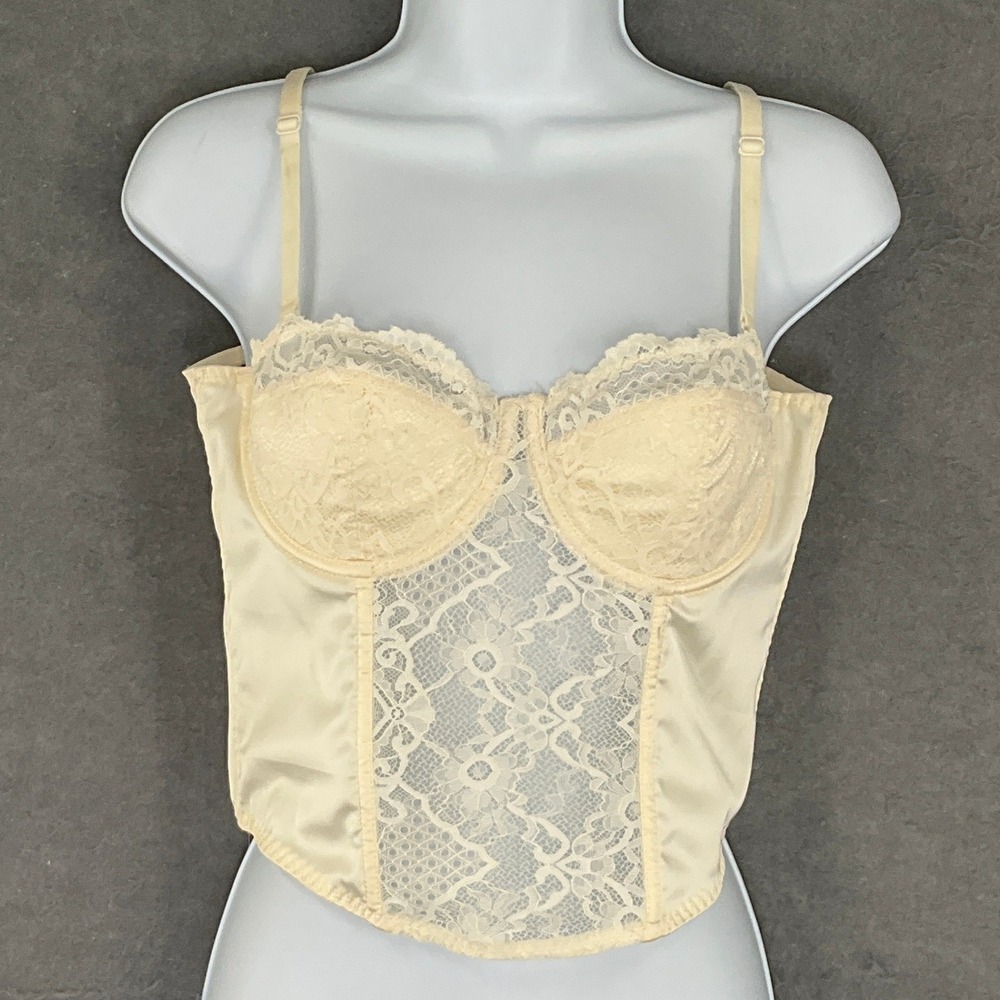 Sincerely Jules Corset Top Ivory Lace Satin Bustier Style Sz L